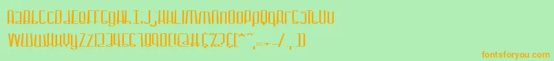 フォントDystorqueBrk – オレンジの文字が緑の背景にあります。