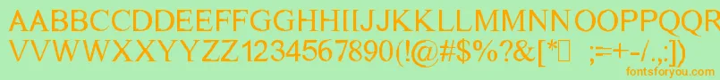 フォントDichtmy – オレンジの文字が緑の背景にあります。
