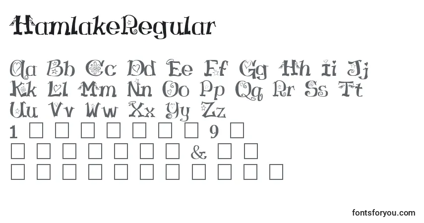 Шрифт HamlakeRegular – алфавит, цифры, специальные символы