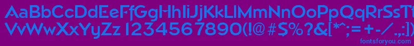 NapoliDemibold-Schriftart – Blaue Schriften auf violettem Hintergrund