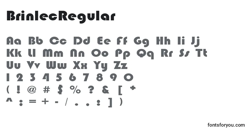 A fonte BrinlecRegular – alfabeto, números, caracteres especiais