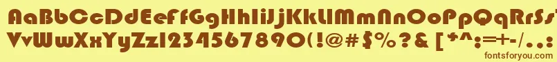 フォントBrinlecRegular – 茶色の文字が黄色の背景にあります。