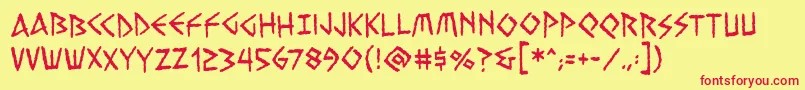 フォントVengefulgodsbb – 赤い文字の黄色い背景