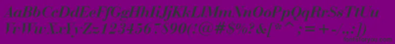 Weitere Informationen zur BauerBodoniBoldItalicBt-Schriftart BauerBodoniBoldItalicBt-Schriftart – Schwarze Schriften auf violettem Hintergrund