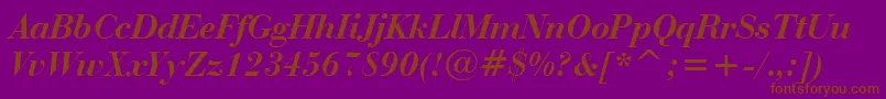 BauerBodoniBoldItalicBt-Schriftart – Braune Schriften auf violettem Hintergrund