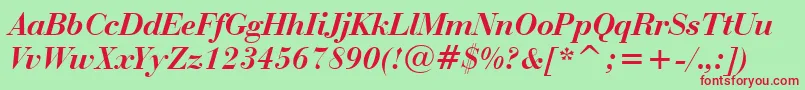 BauerBodoniBoldItalicBt Font – Red Fonts on Green Background