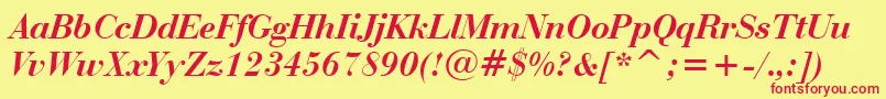 BauerBodoniBoldItalicBt Font – Red Fonts on Yellow Background