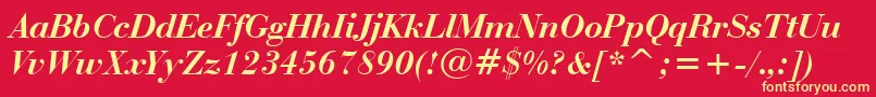 BauerBodoniBoldItalicBt Font – Yellow Fonts on Red Background