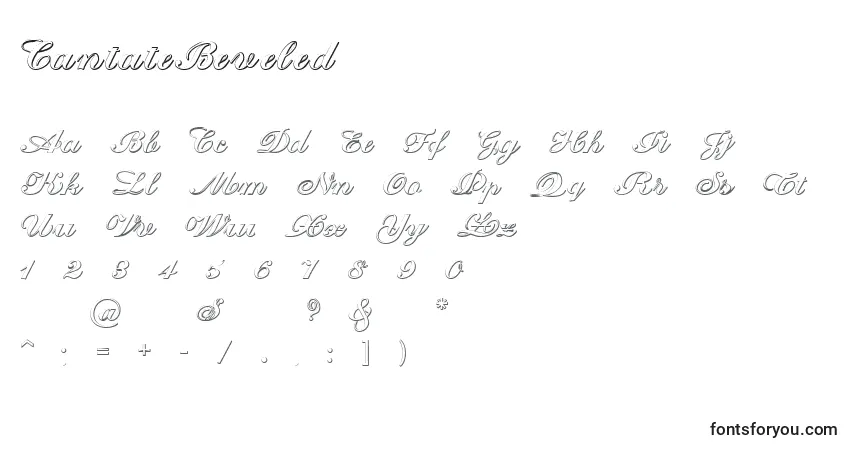 A fonte CantateBeveled (71974) – alfabeto, números, caracteres especiais