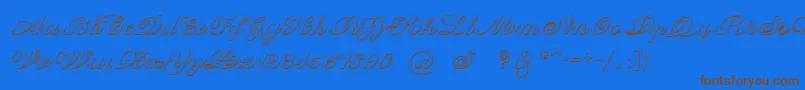 CantateBeveled-Schriftart – Braune Schriften auf blauem Hintergrund