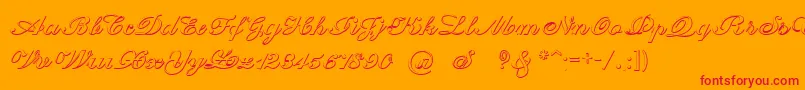 CantateBeveled-Schriftart – Rote Schriften auf orangefarbenem Hintergrund