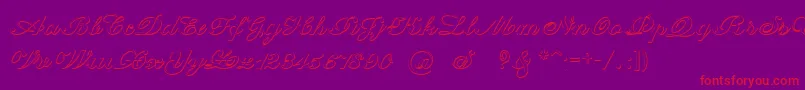 フォントCantateBeveled – 紫の背景に赤い文字