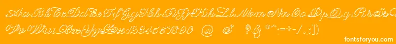 CantateBeveled-Schriftart – Weiße Schriften auf orangefarbenem Hintergrund