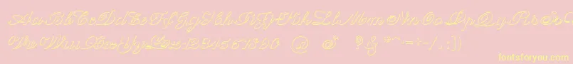 Fonte CantateBeveled – fontes amarelas em um fundo rosa
