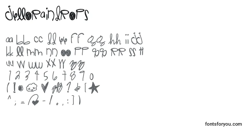 Schriftart Jelloraindrops – Alphabet, Zahlen, spezielle Symbole