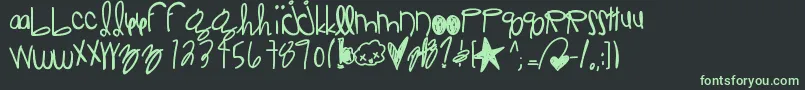Jelloraindropsフォントについての詳細 フォントJelloraindrops – 黒い背景に緑の文字