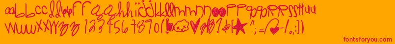 Weitere Informationen zur Jelloraindrops-Schriftart Jelloraindrops-Schriftart – Rote Schriften auf orangefarbenem Hintergrund