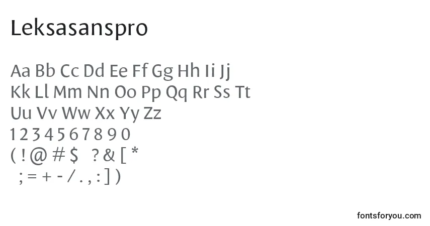 Schriftart Leksasanspro – Alphabet, Zahlen, spezielle Symbole