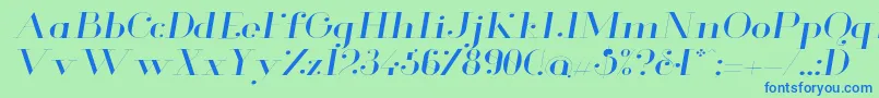 GlamorLightextendeditalic-fontti – siniset fontit vihreällä taustalla