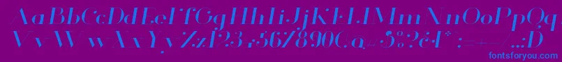 フォントGlamorLightextendeditalic – 紫色の背景に青い文字