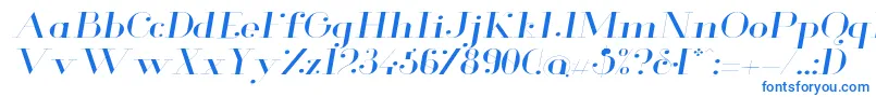 GlamorLightextendeditalic-Schriftart – Blaue Schriften auf weißem Hintergrund