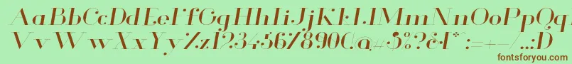 GlamorLightextendeditalic Font – Brown Fonts on Green Background