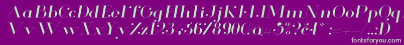 GlamorLightextendeditalic-fontti – vihreät fontit violetilla taustalla