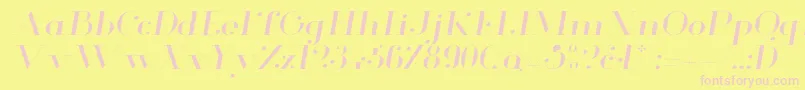 GlamorLightextendeditalic Font – Pink Fonts on Yellow Background