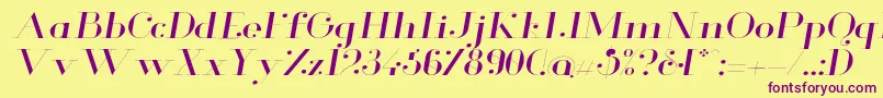 Czcionka GlamorLightextendeditalic – fioletowe czcionki na żółtym tle