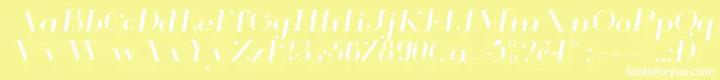 フォントGlamorLightextendeditalic – 黄色い背景に白い文字
