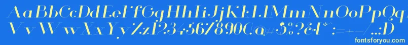 フォントGlamorLightextendeditalic – 黄色の文字、青い背景