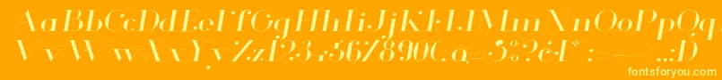 フォントGlamorLightextendeditalic – オレンジの背景に黄色の文字