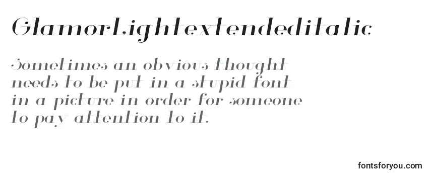 Review of the GlamorLightextendeditalic Font