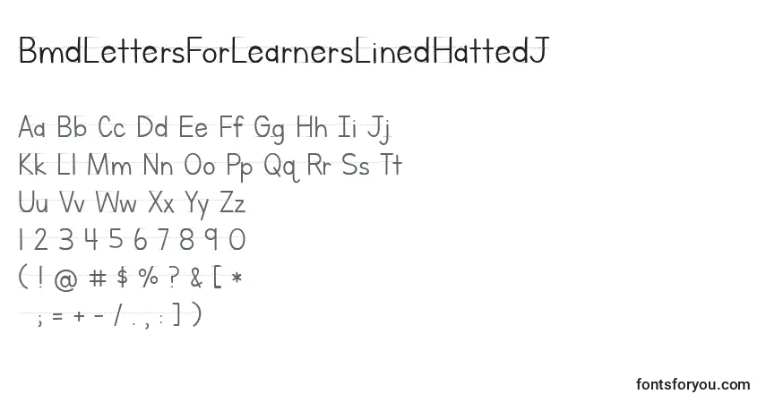 Fuente BmdLettersForLearnersLinedHattedJ - alfabeto, números, caracteres especiales