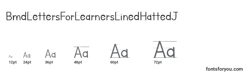 BmdLettersForLearnersLinedHattedJ Font Sizes