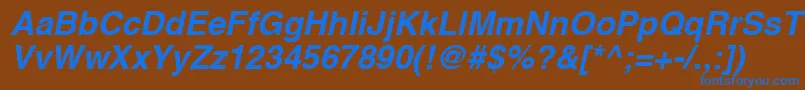 Czcionka LettericaBoldItalic – niebieskie czcionki na brązowym tle