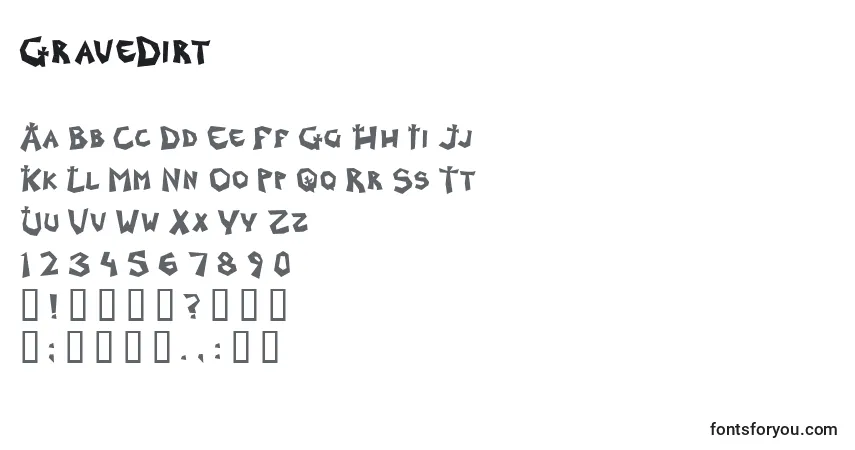 Шрифт GraveDirt – алфавит, цифры, специальные символы