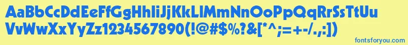 フォントKabelltstdBlack – 青い文字が黄色の背景にあります。