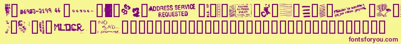DeadLetterOfficeFifteen Font – Purple Fonts on Yellow Background