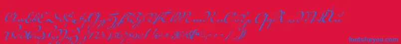 18thctrkurtxt-Schriftart – Blaue Schriften auf rotem Hintergrund