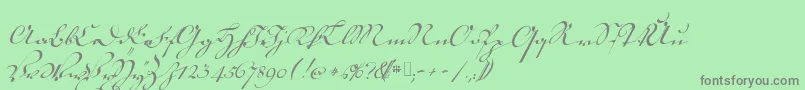 フォント18thctrkurtxt – 緑の背景に灰色の文字