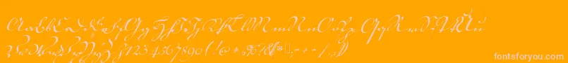 18thctrkurtxt-Schriftart – Rosa Schriften auf orangefarbenem Hintergrund