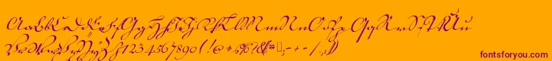 フォント18thctrkurtxt – オレンジの背景に紫のフォント