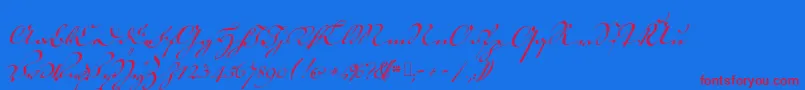 18thctrkurtxt-Schriftart – Rote Schriften auf blauem Hintergrund