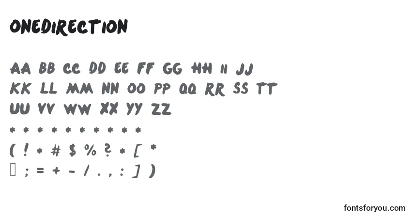Шрифт Onedirection – алфавит, цифры, специальные символы