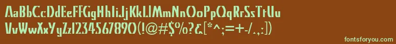 フォントKristinRegular – 緑色の文字が茶色の背景にあります。