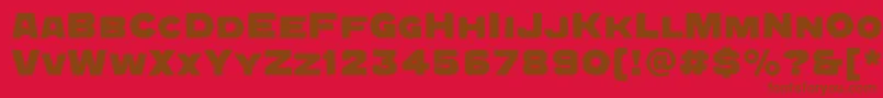 QuadratgroteskcBold-fontti – ruskeat fontit punaisella taustalla
