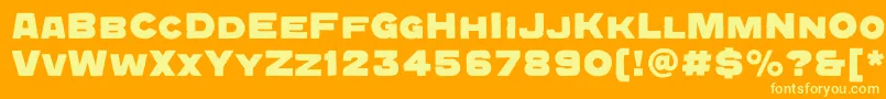 QuadratgroteskcBold-fontti – keltaiset fontit oranssilla taustalla