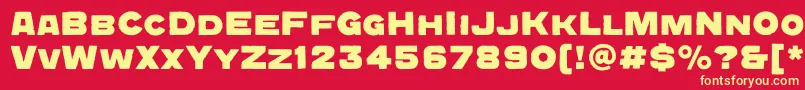 QuadratgroteskcBold-fontti – keltaiset fontit punaisella taustalla