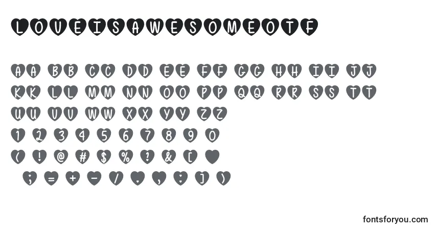 Schriftart LoveIsAwesomeOtf – Alphabet, Zahlen, spezielle Symbole